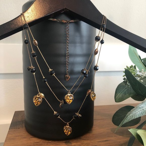 Betsey Johnson Jewelry - Betsey Johnson Layered Leopard Heart Necklace